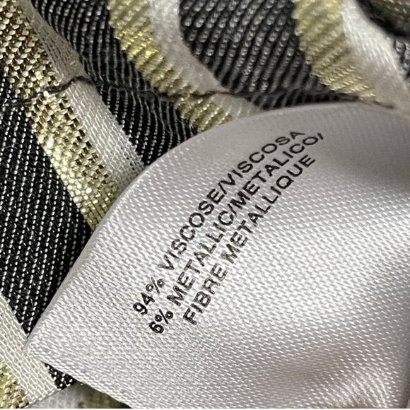 Anne Klein Gray with Gold Metallic Striped Shirt Dress size 6 - Picture 6 of 11